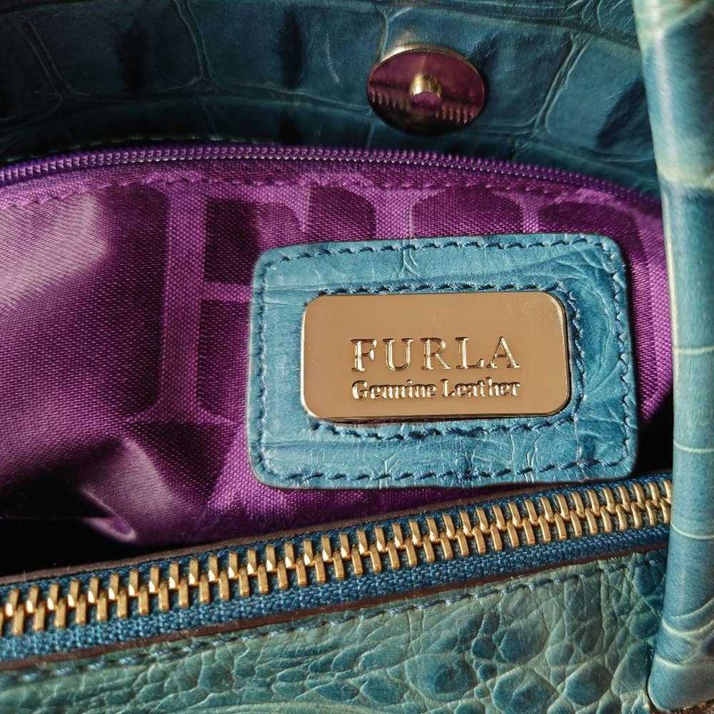 Furla leather crocodile-embossed A4 storage compa… - image 6