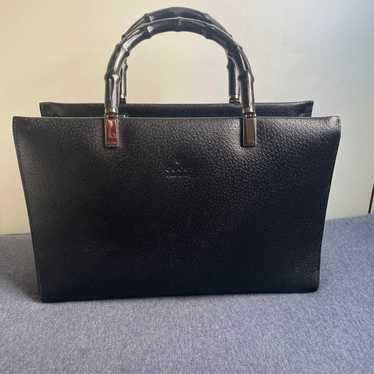 【Excellent Condition】GUCCI Leather Bamboo Handbag