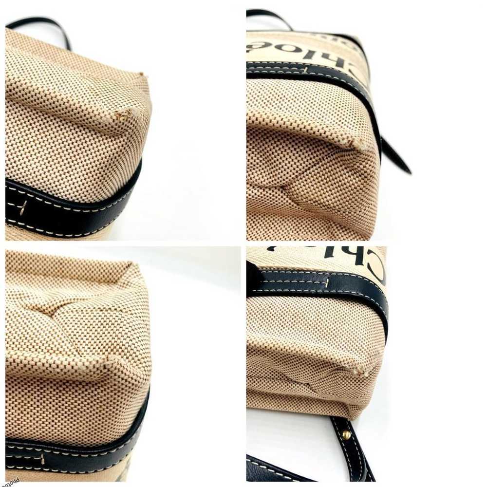 Chloe Shoulder Bag Canvas Beige × Black 0926 - image 9