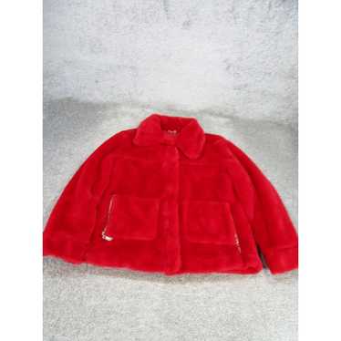 Vintage JouJou Jacket Womens Small Red Faux Fur S… - image 1