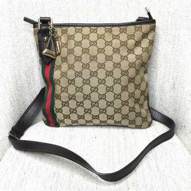 Authentic Gucci crossbody bag brown canvas