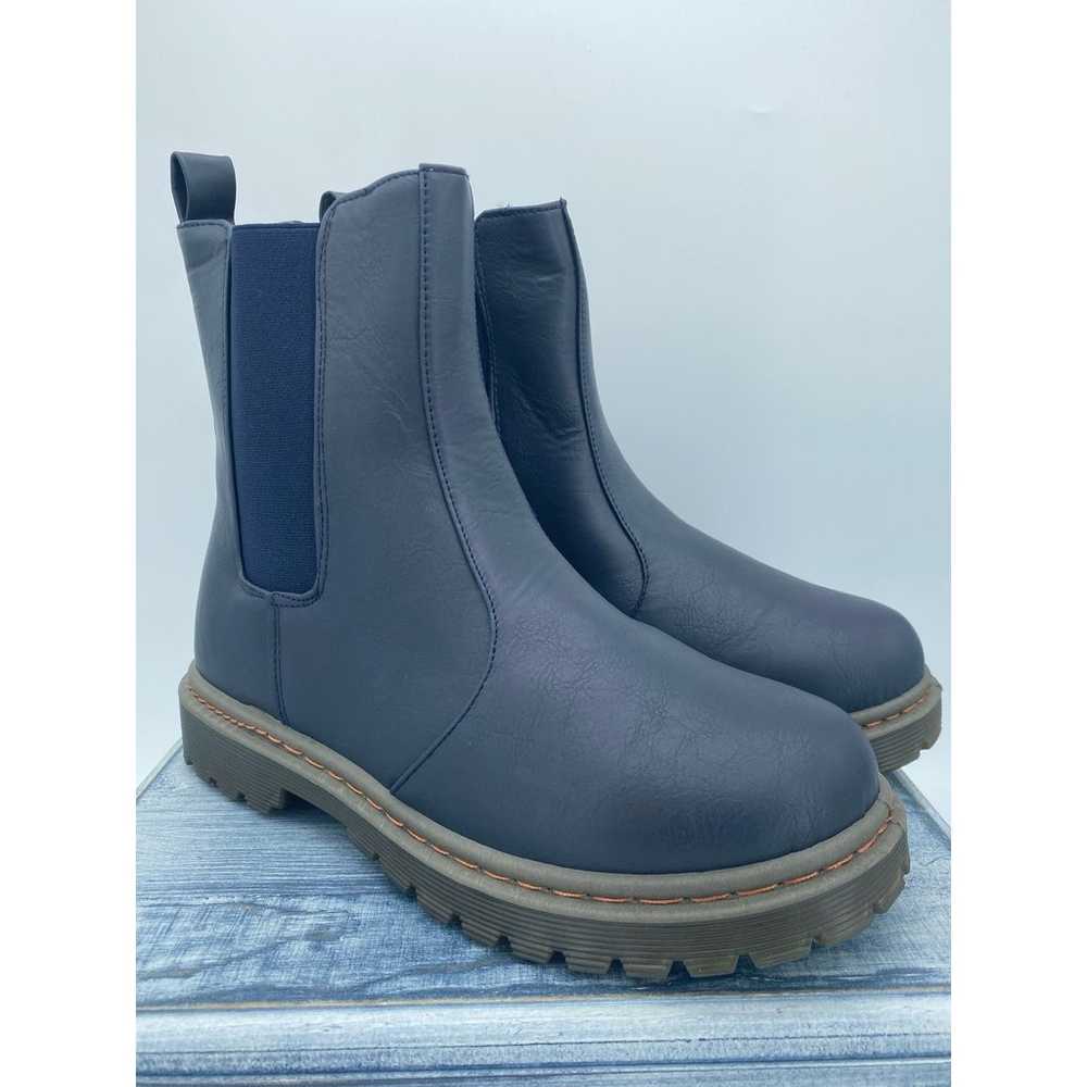 NEW Charming Lady Lug Sole Combat Boots Navy Size… - image 1