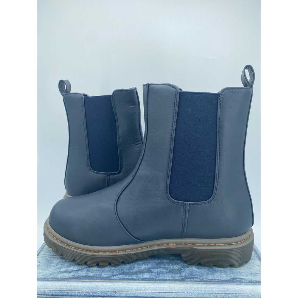 NEW Charming Lady Lug Sole Combat Boots Navy Size… - image 3