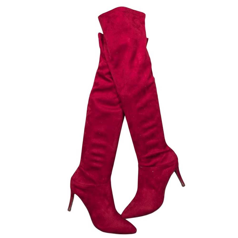 ROUGE HELIUM! RUBY RED FAUX SUEDE MICROFIBER OVER… - image 12