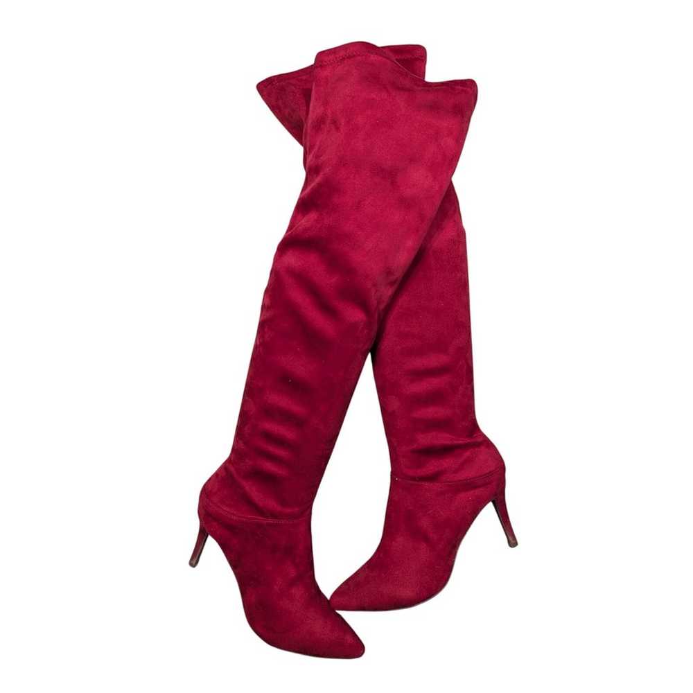 ROUGE HELIUM! RUBY RED FAUX SUEDE MICROFIBER OVER… - image 2