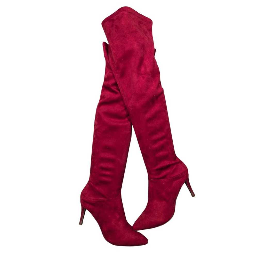 ROUGE HELIUM! RUBY RED FAUX SUEDE MICROFIBER OVER… - image 3