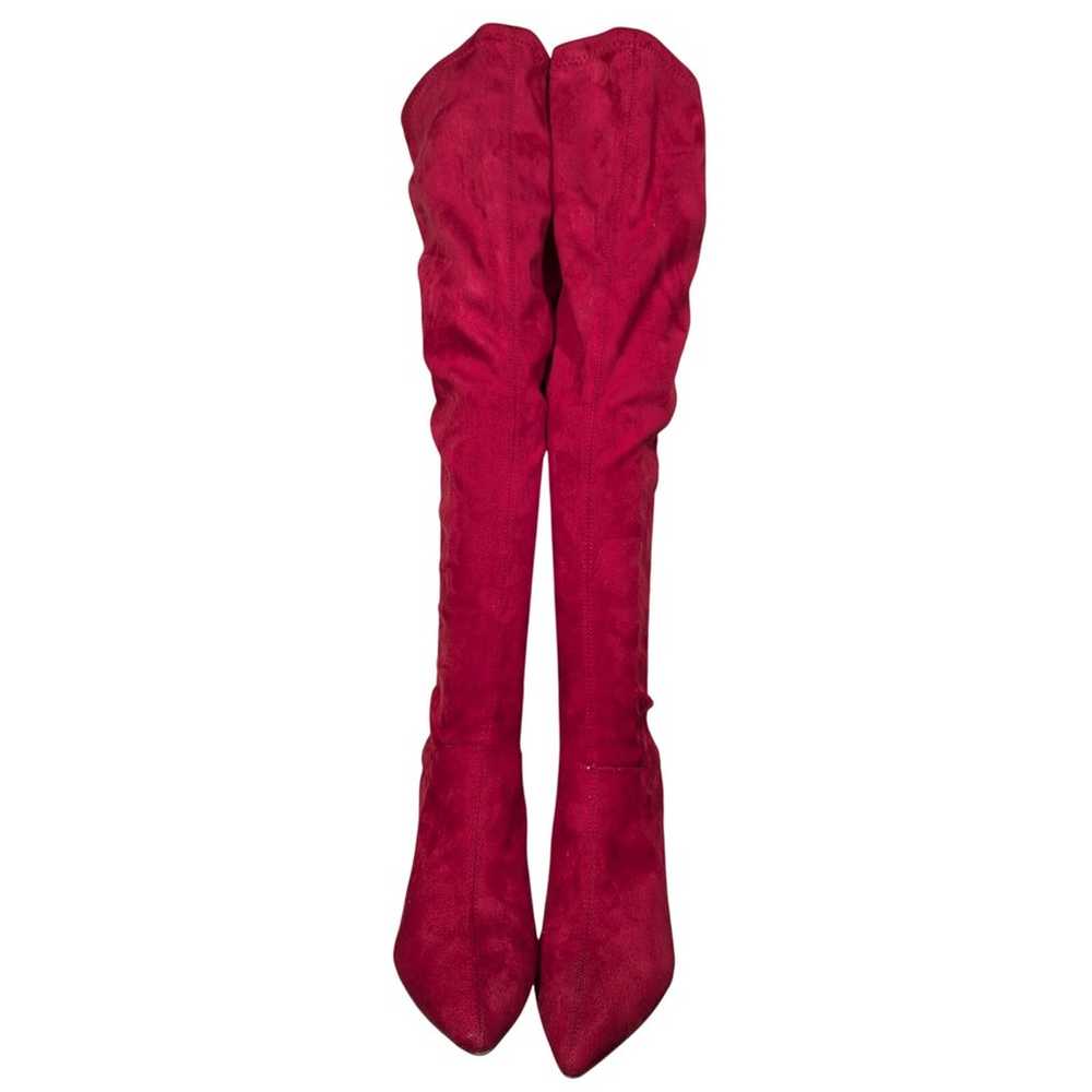 ROUGE HELIUM! RUBY RED FAUX SUEDE MICROFIBER OVER… - image 4