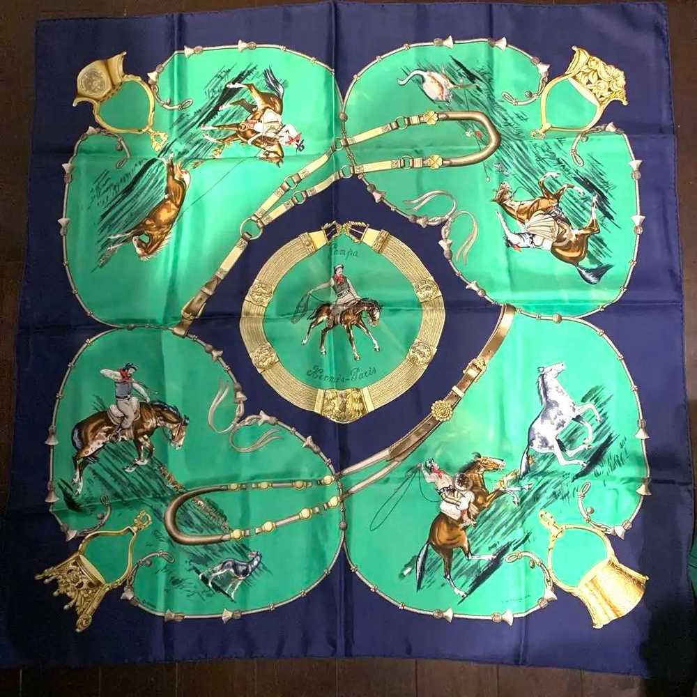 HERMES Scarf Kare90 Silk Green #PC7ATK - image 1