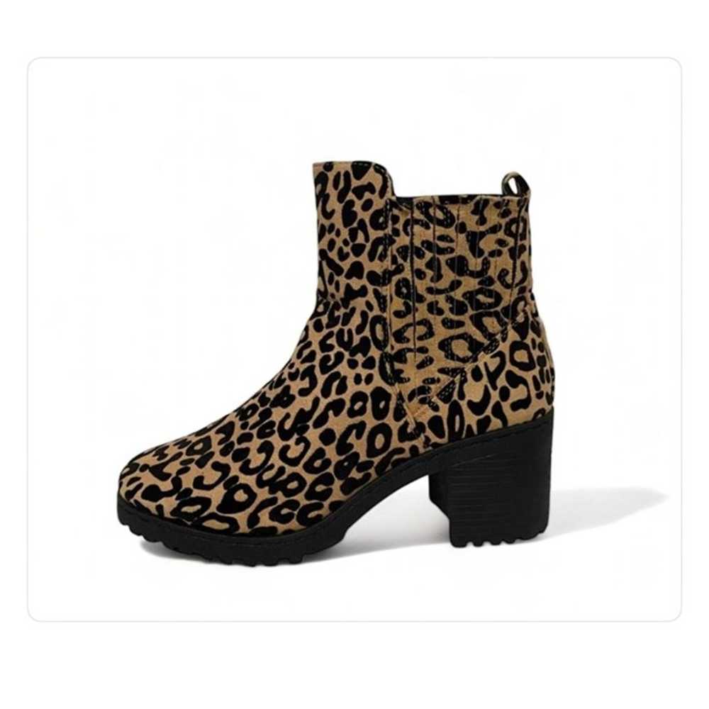 Quipid leopard animal print chunky moto boots WOM… - image 2