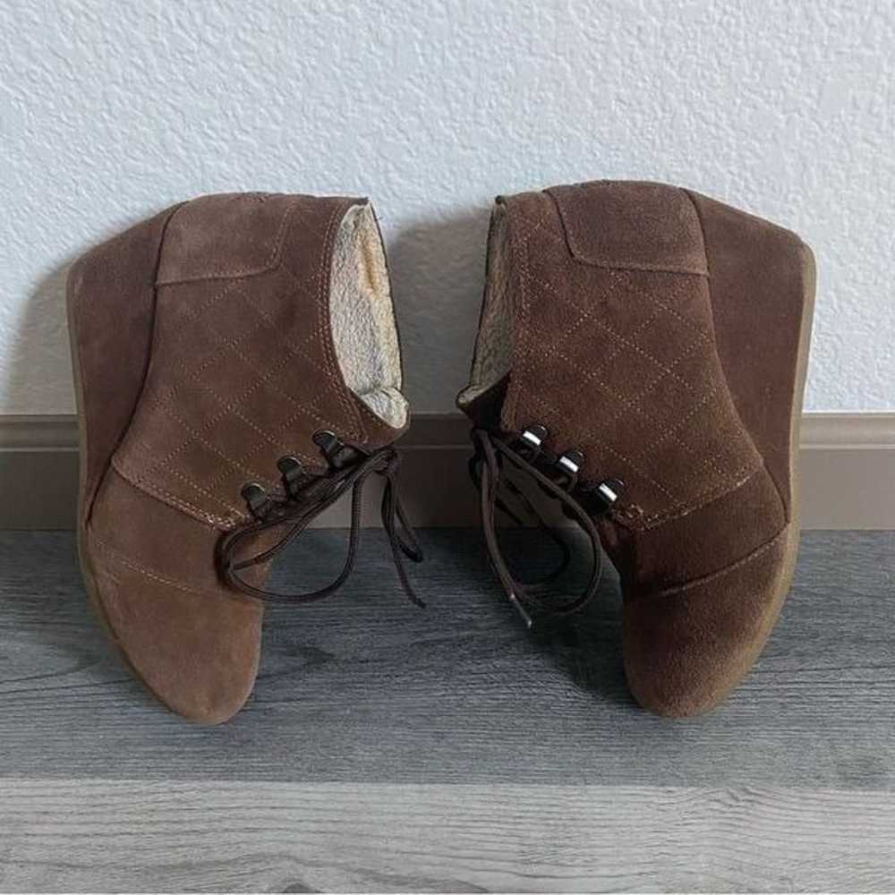 TOMS Ankle Booties Suede Wedge Shoes Brown Sherli… - image 5