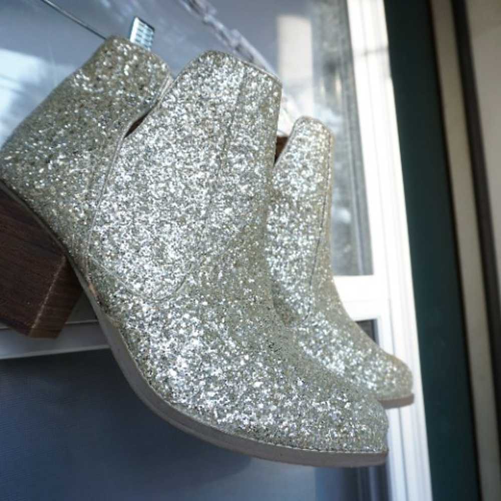 Gold Glitter Cowboy style booties - image 3