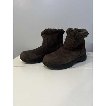 LL Bean Women Size 8 Boots Brown Suede Fur Trim T… - image 1