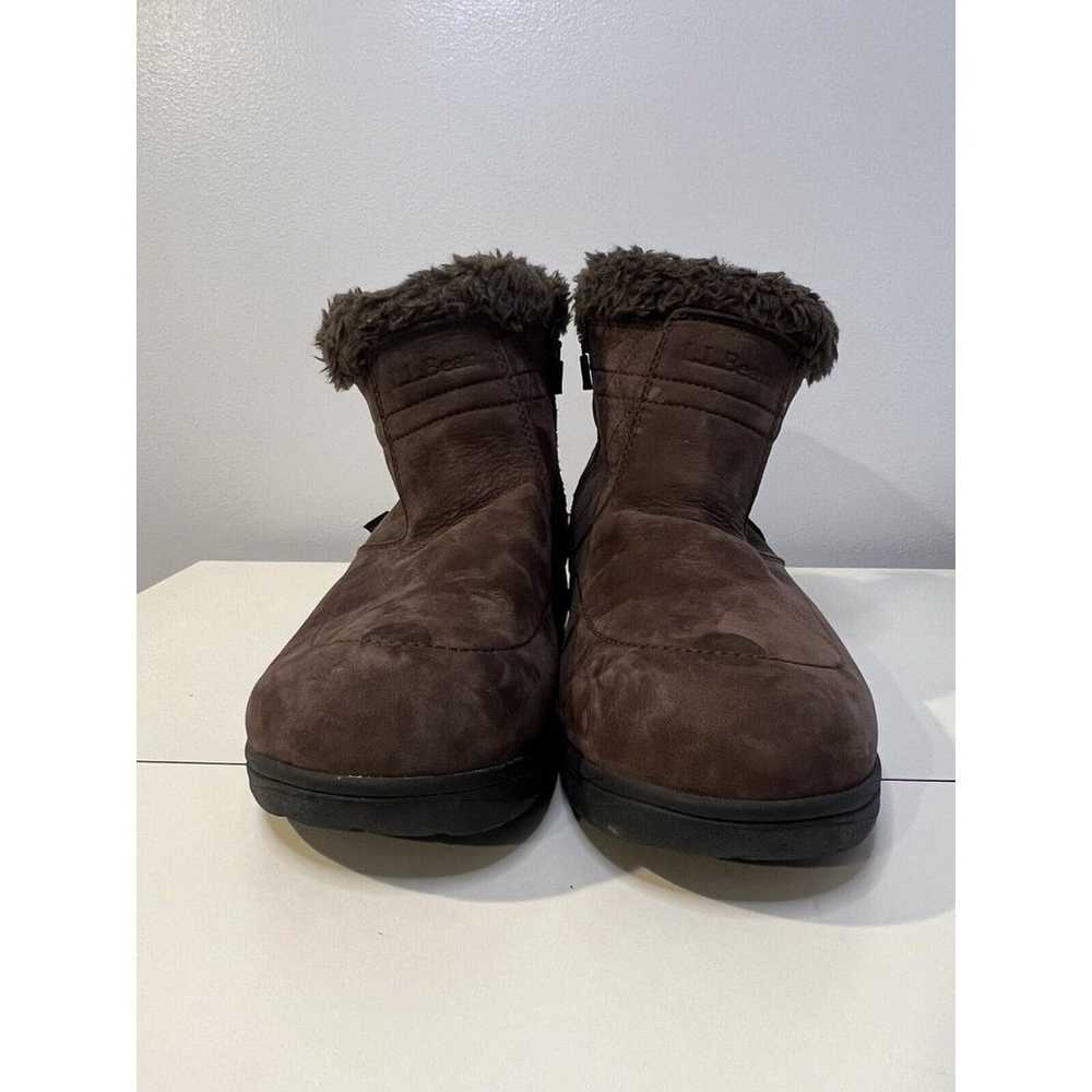 LL Bean Women Size 8 Boots Brown Suede Fur Trim T… - image 3