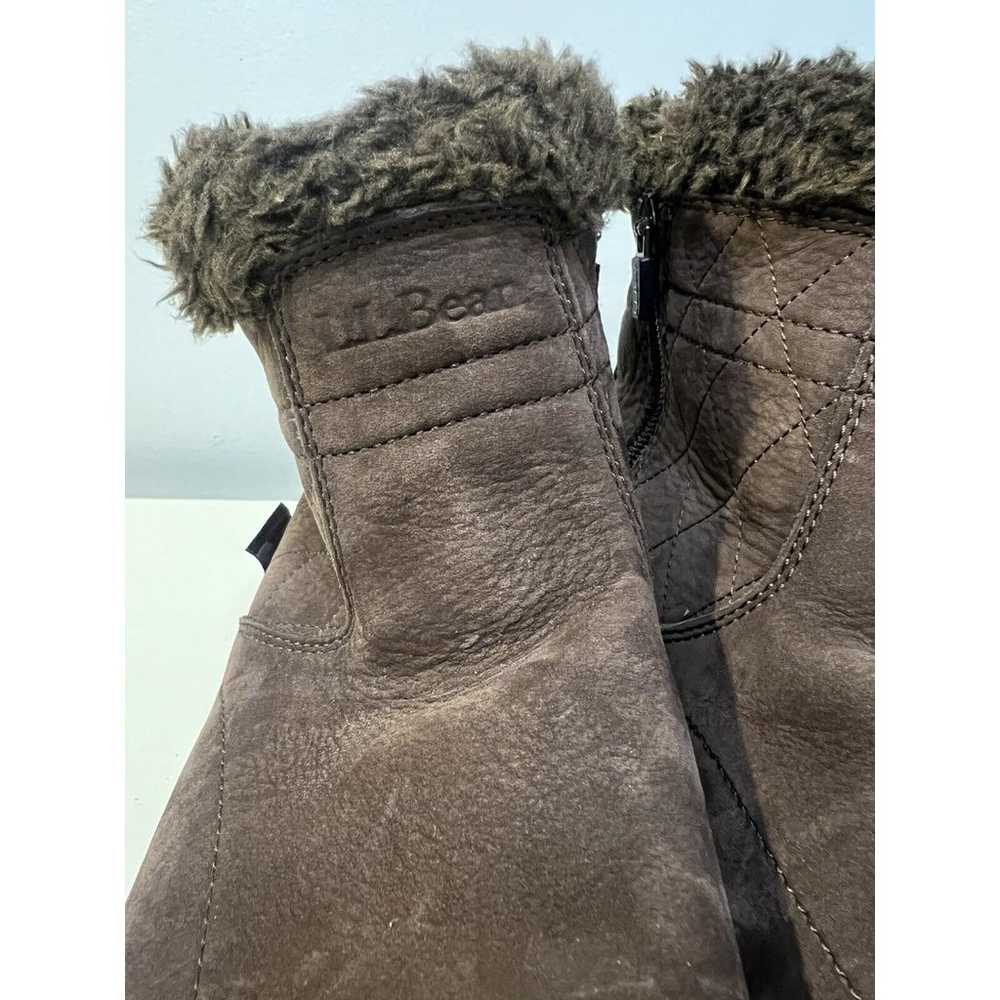 LL Bean Women Size 8 Boots Brown Suede Fur Trim T… - image 4