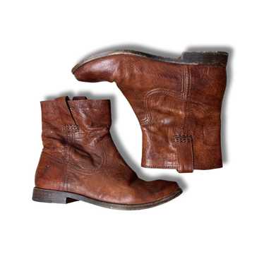 Frye Anna Shortie Cognac Leather Booties 6.5