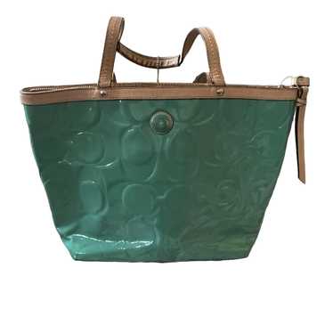 Coach Teal Patent Leather Tote Purse Bag - image 1