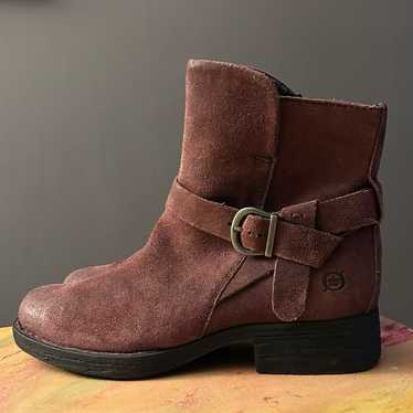 Born Zipper Closure Ankle Buckle Suede Booties