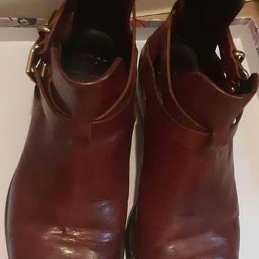 Burgundy Leather Ankle Boots