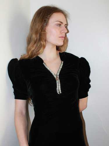 40s Rhinestone Zipper Dress