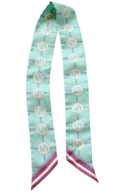 Product Details Gucci Green Monogram Silk Twilly