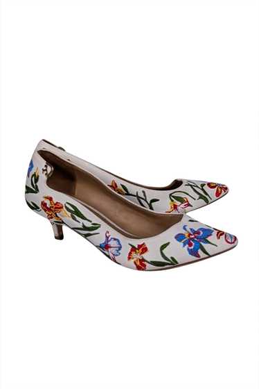 Tory Burch - Ivory & Multi Color Floral Embroider… - image 1