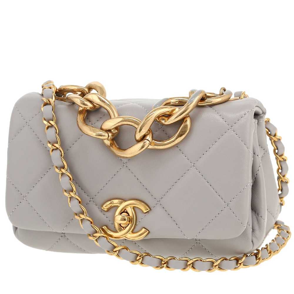 Chanel shoulder bag in grey quilted leather Colle… - image 1