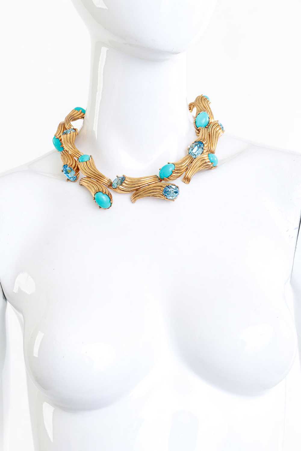 KENNETH JAY LANE Turquoise & Crystal Cornucopia C… - image 2