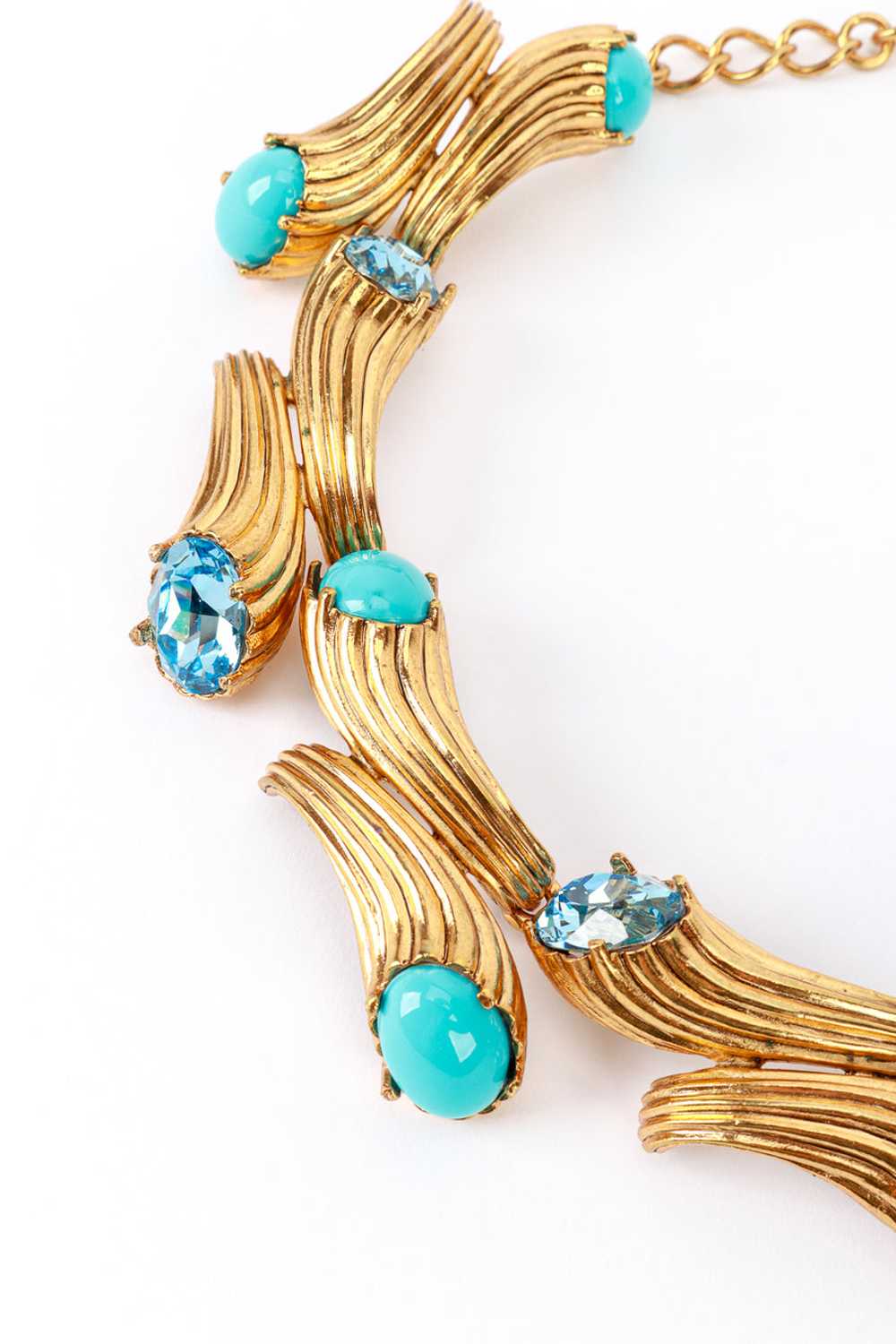 KENNETH JAY LANE Turquoise & Crystal Cornucopia C… - image 3