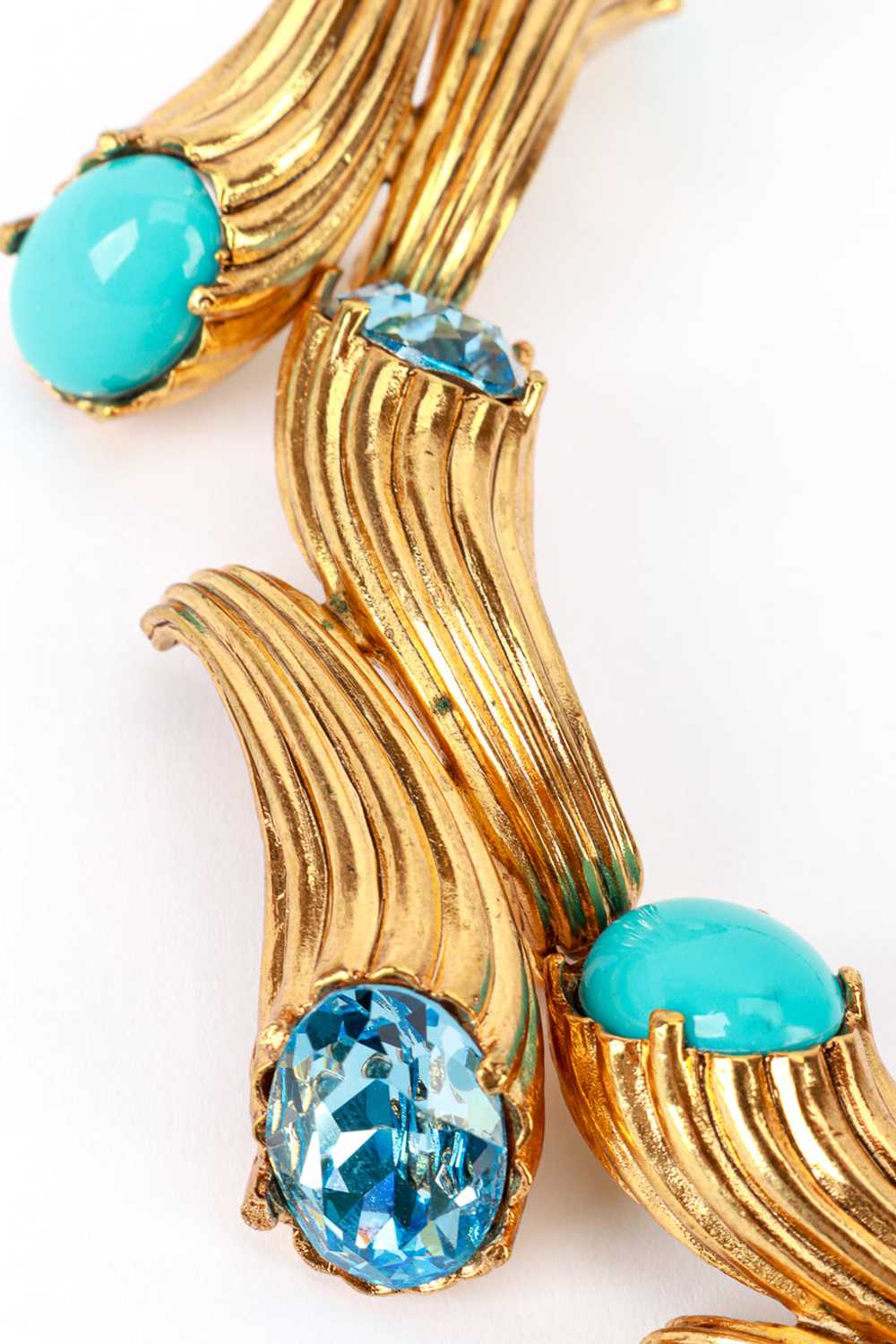 KENNETH JAY LANE Turquoise & Crystal Cornucopia C… - image 6