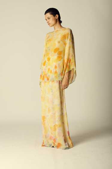 Halston Hand Painted Silk Chiffon Ensemble