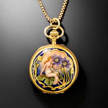 Art Nouveau Enamel Pendant/Watch