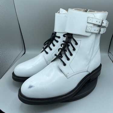 ALLSAINTS Brigade White Leather Combat Boots Size 