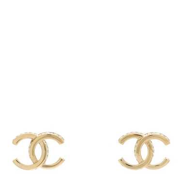 CHANEL Metal Baguette Crystal CC Earrings Gold - image 1