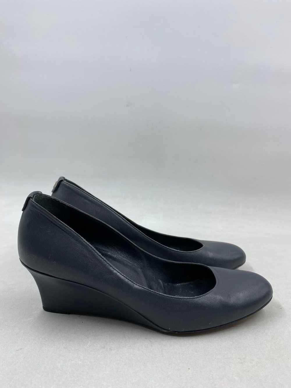 Authentic Gucci Blue Leather Wedge Pump Heel W 7.5 - image 1