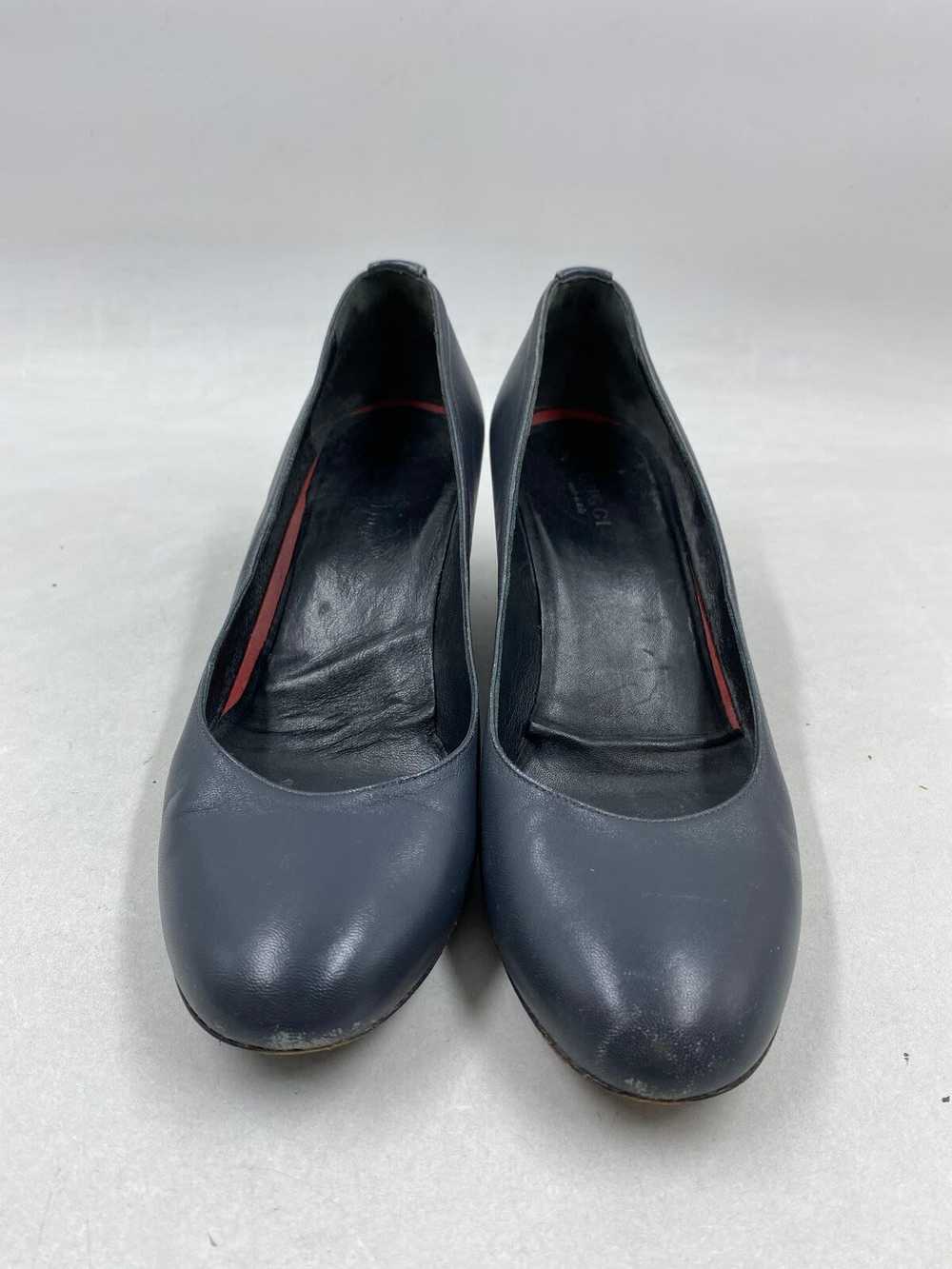 Authentic Gucci Blue Leather Wedge Pump Heel W 7.5 - image 2