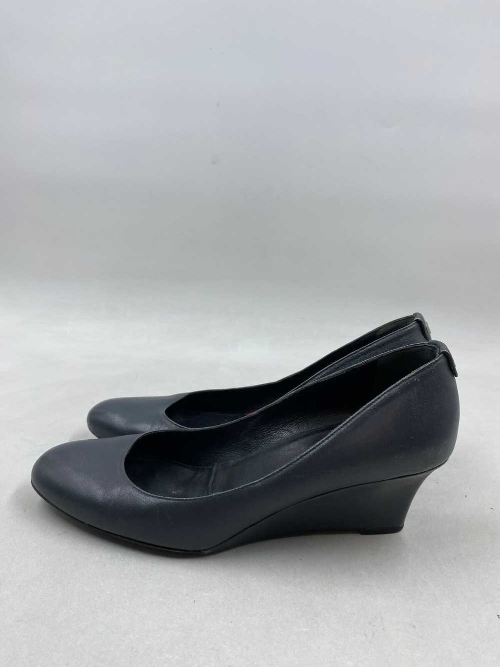 Authentic Gucci Blue Leather Wedge Pump Heel W 7.5 - image 3