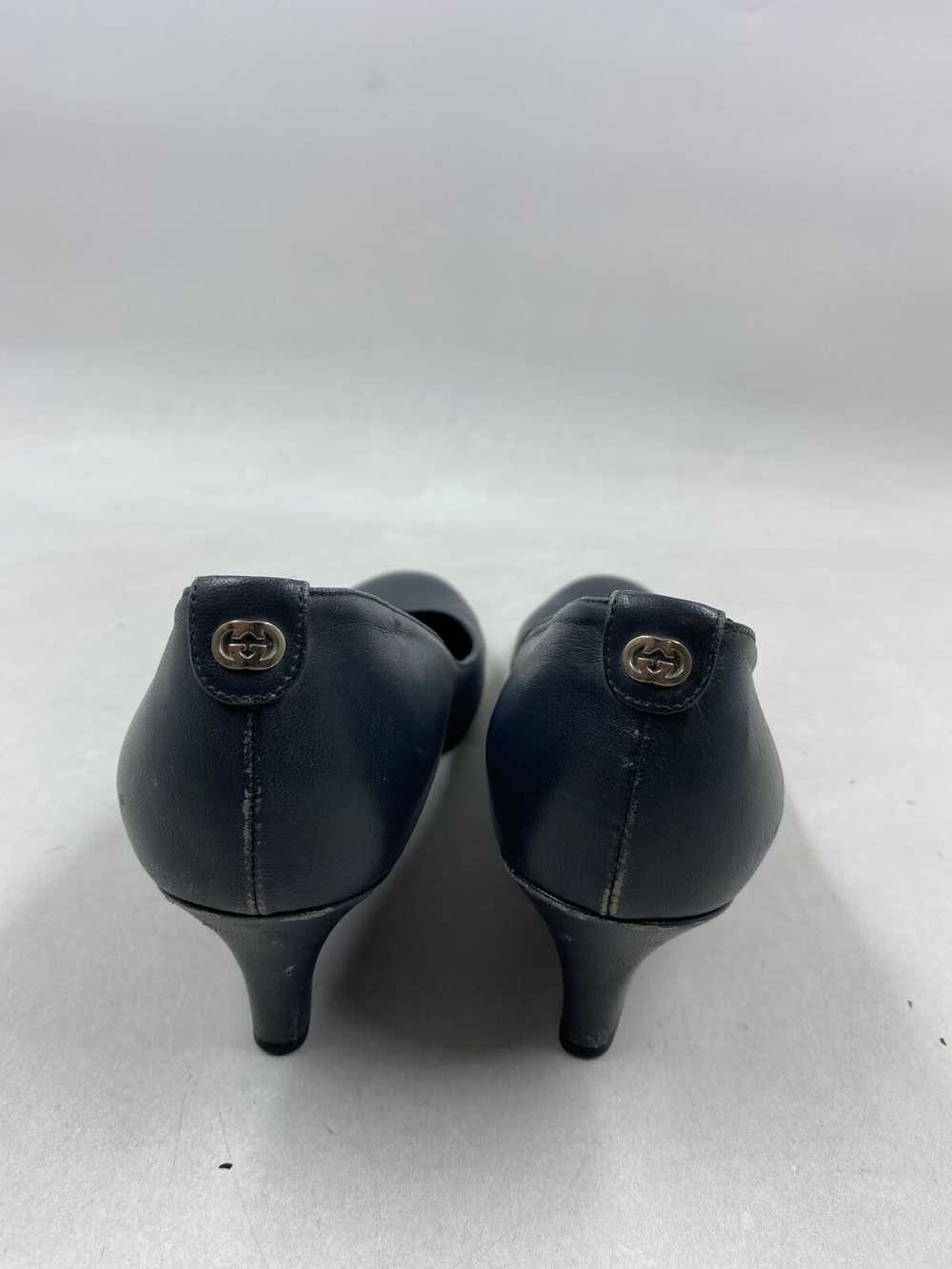 Authentic Gucci Blue Leather Wedge Pump Heel W 7.5 - image 4