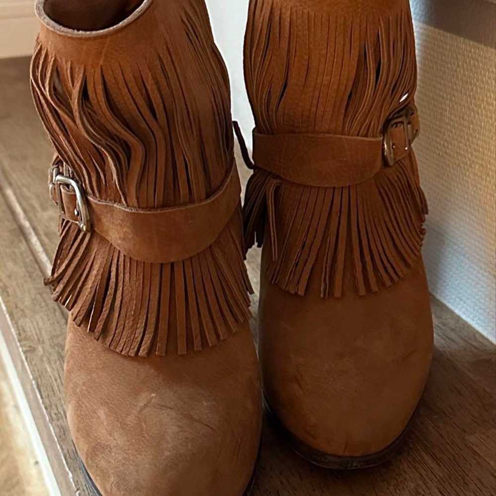 Sartre Brown Suede Fringe Western Boots - image 2