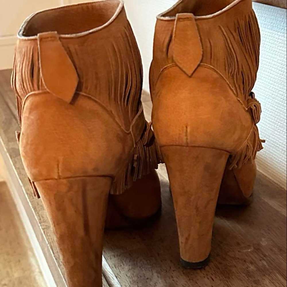 Sartre Brown Suede Fringe Western Boots - image 3