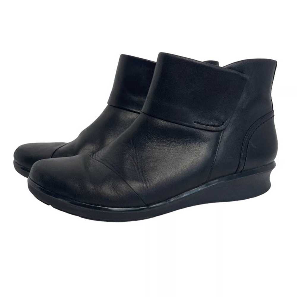 CLARKS Cora Derby Ruched Black Side Zip Leather C… - image 1