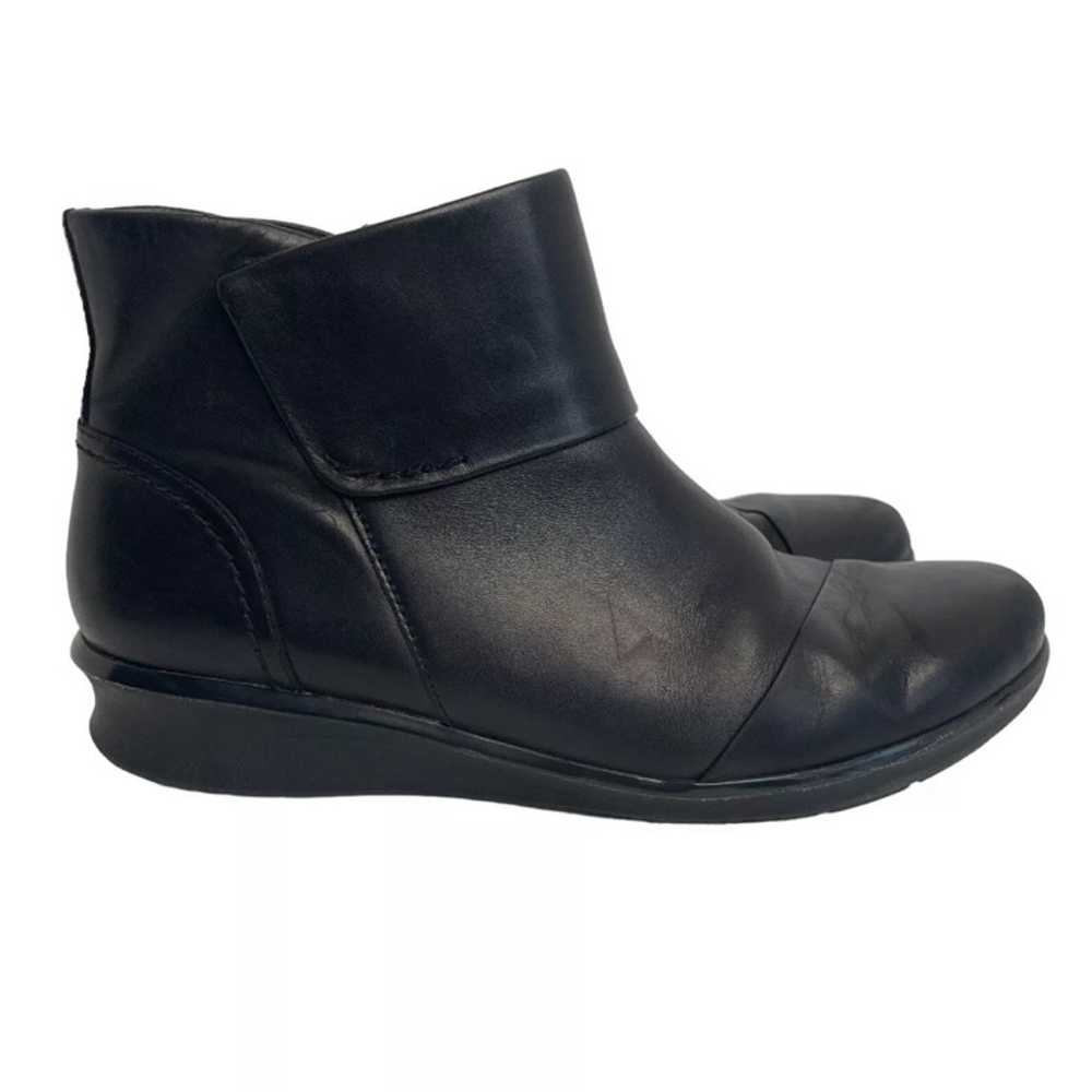 CLARKS Cora Derby Ruched Black Side Zip Leather C… - image 2