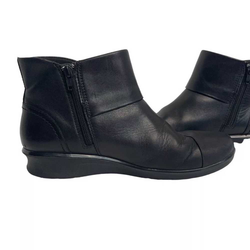 CLARKS Cora Derby Ruched Black Side Zip Leather C… - image 3