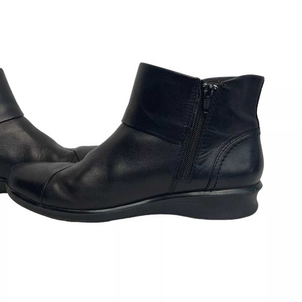 CLARKS Cora Derby Ruched Black Side Zip Leather C… - image 4