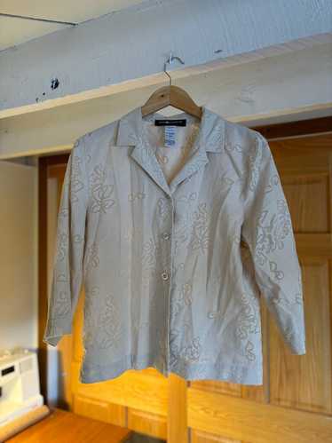 Sag Harbor Cream floral button down blouse (10) |…