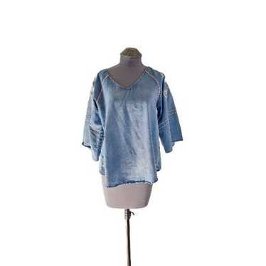 Mur Mur Anthropologie size s blue blouse Embroider