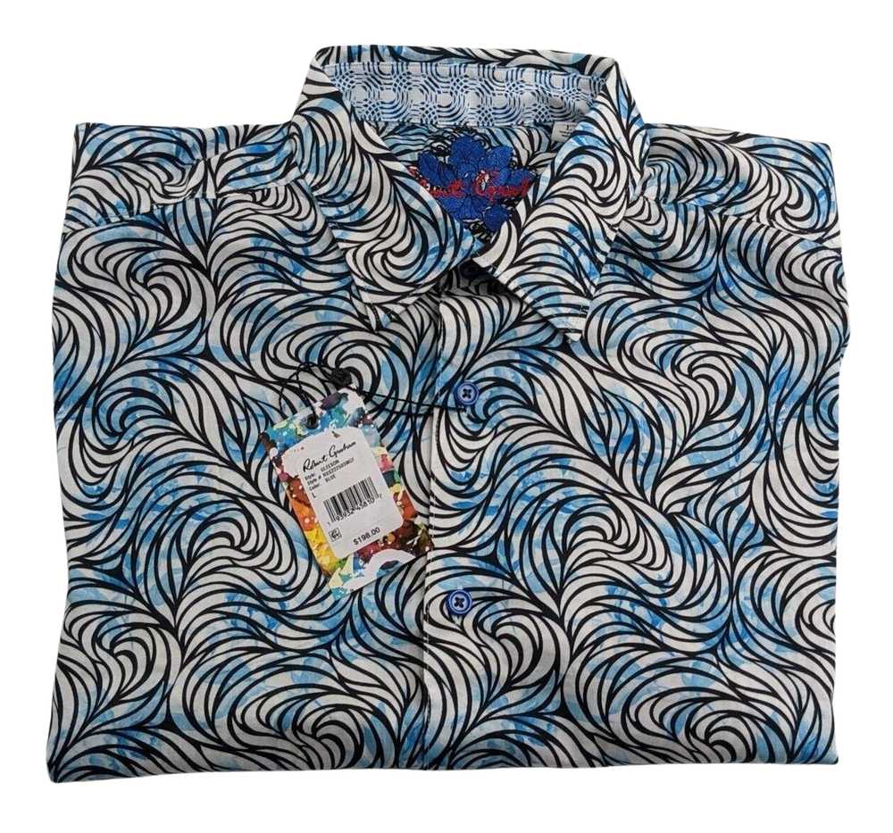 Robert Graham Blue White Geometric Paisley Size M - image 1