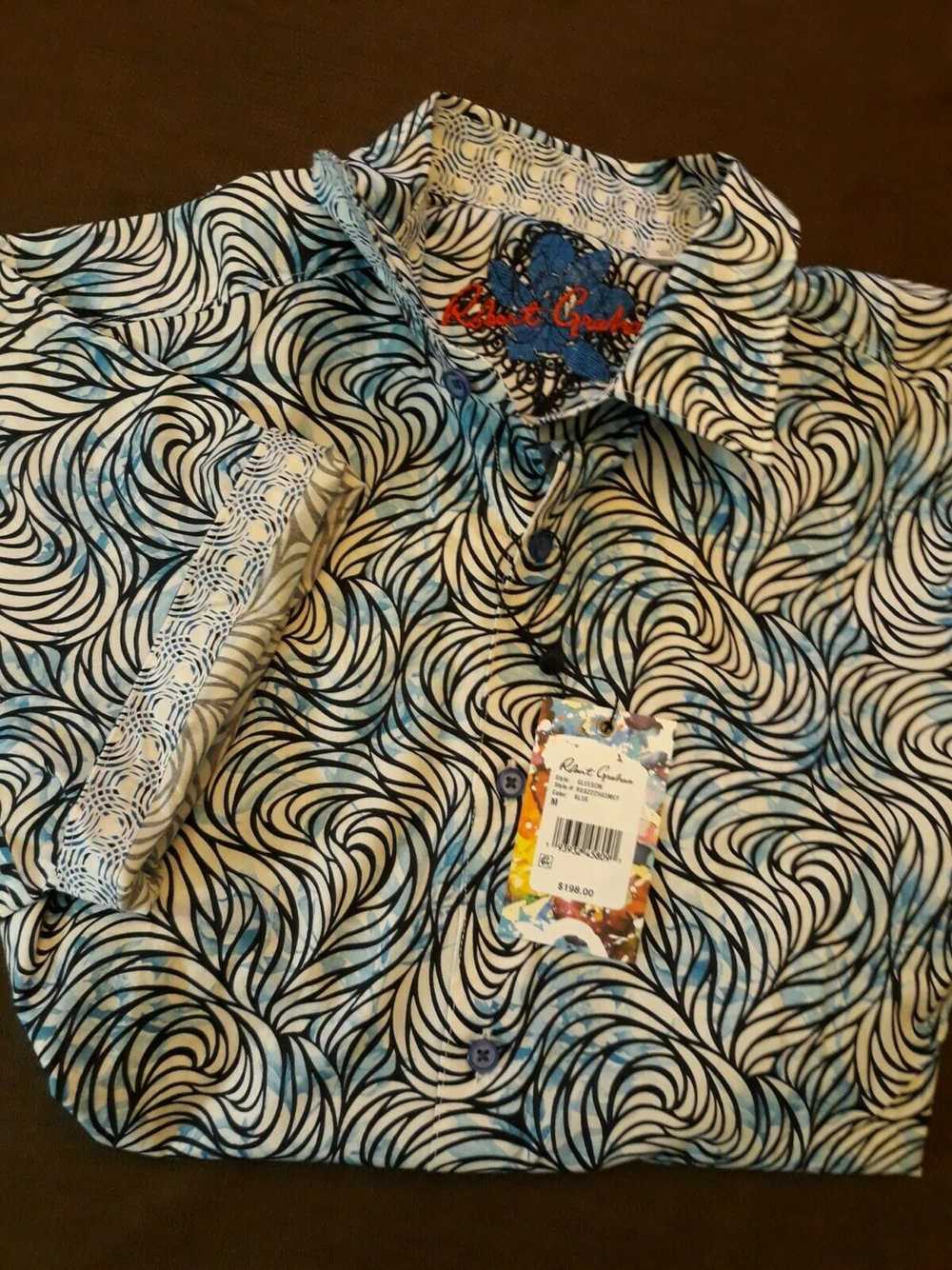 Robert Graham Blue White Geometric Paisley Size M - image 3