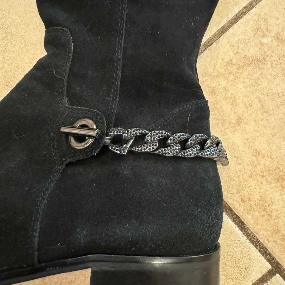 Karl Lagerfeld thigh high suede chain boot - image 5