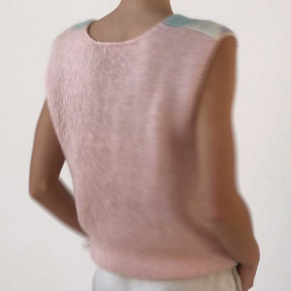 Vintage Pastel Diamond Knit Mohair Gilet - image 2