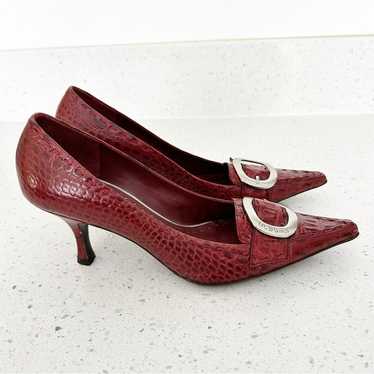 BCBGirls Burgundy Croc Embossed Pointed Toe Kitte… - image 1